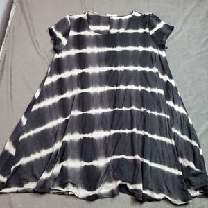 Tie-Dye Black & White A-Line Tunic Dress